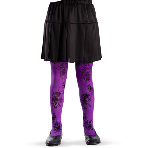 Purple tights with a spider's web (children's)