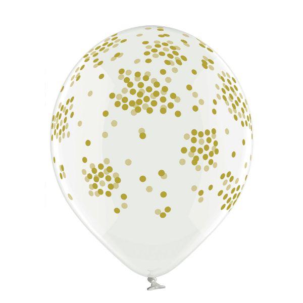 Transparent balloon with golden confetti 30 cm