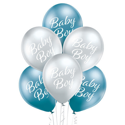 Bouquet of chrome balloons Baby Boy 6 pcs