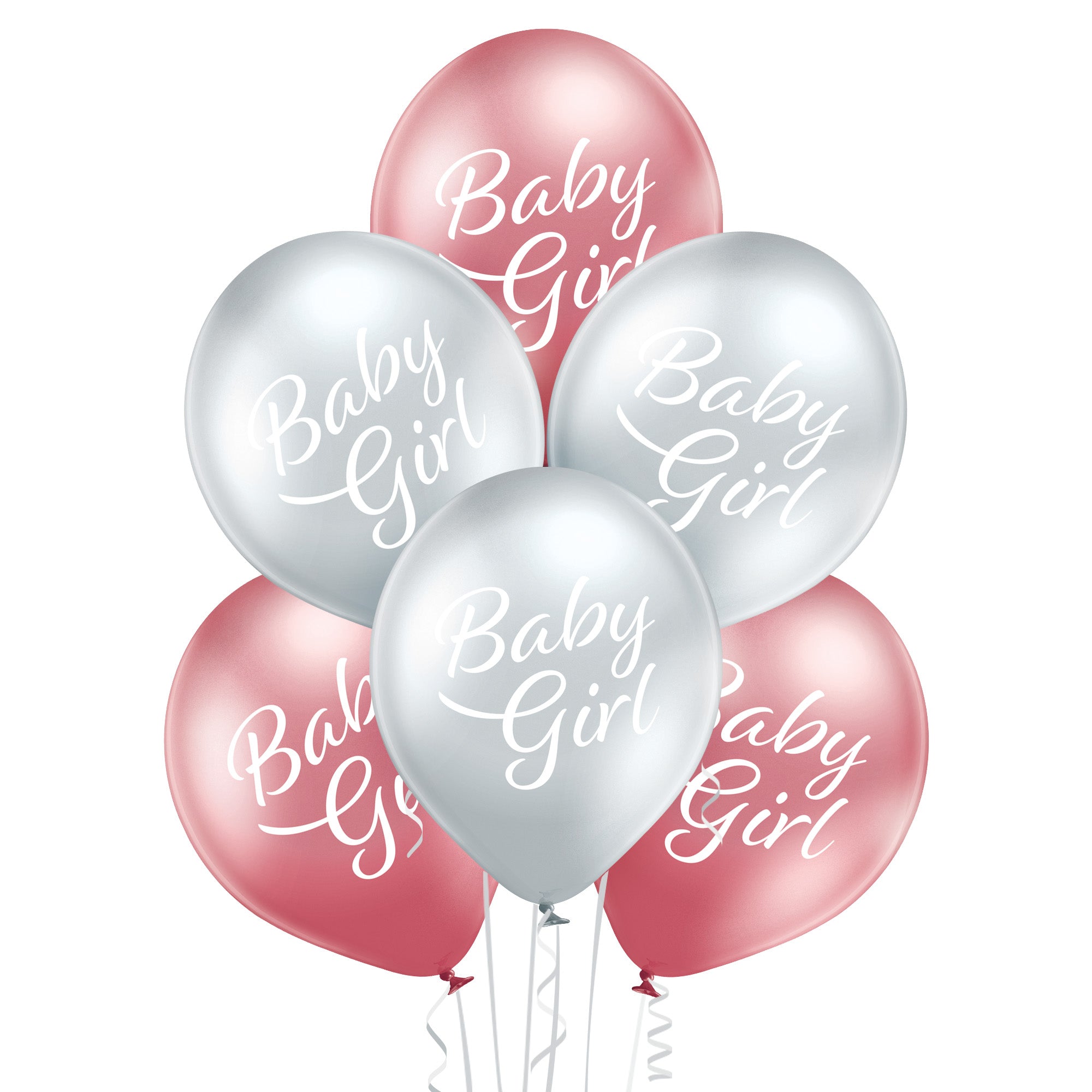 Bouquet of chrome balloons Baby Girl 6 pcs