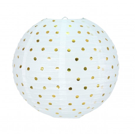 Japanese white lantern with golden dots 35 cm
