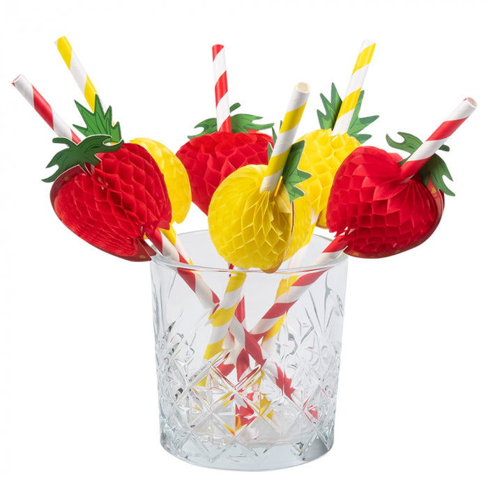 Paper straw with fruit 6pcs (20cm)