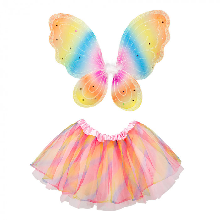 Fairy set in rainbow colors (wings and tutu skirt)