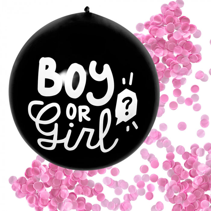 Latex balloon "Boy or Girl" with pink and blue confetti 60 cm