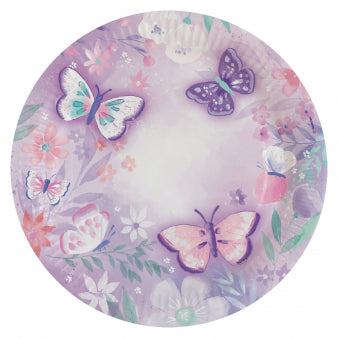 Round paper plate with butterflies 8 pcs 22.8 cm