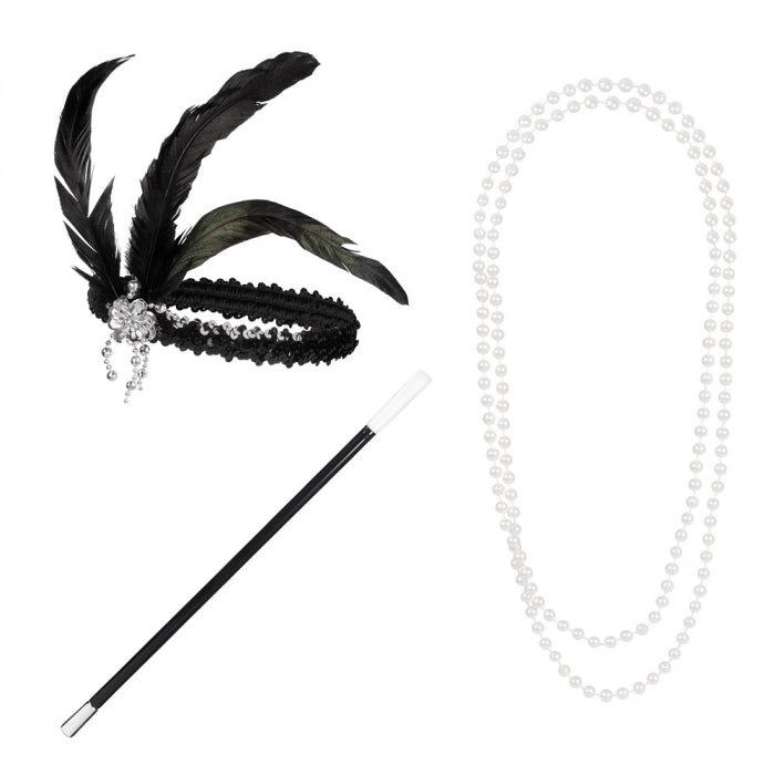 Flapper set (headband, necklace and mouthpiece)