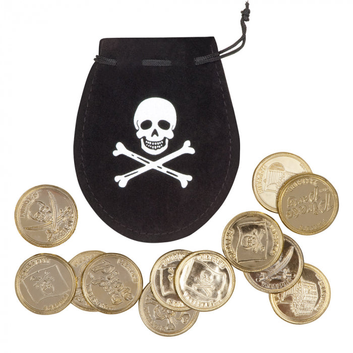 A pirate's purse with 12 gold coins