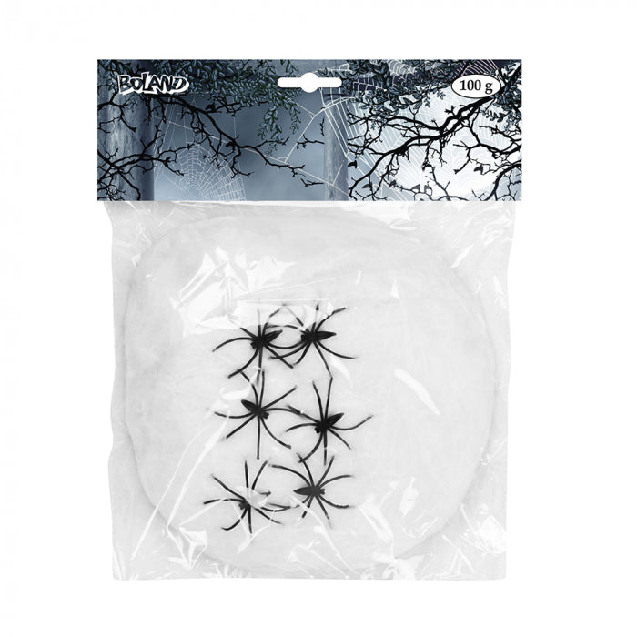 Spider web white 100g with 6 spiders
