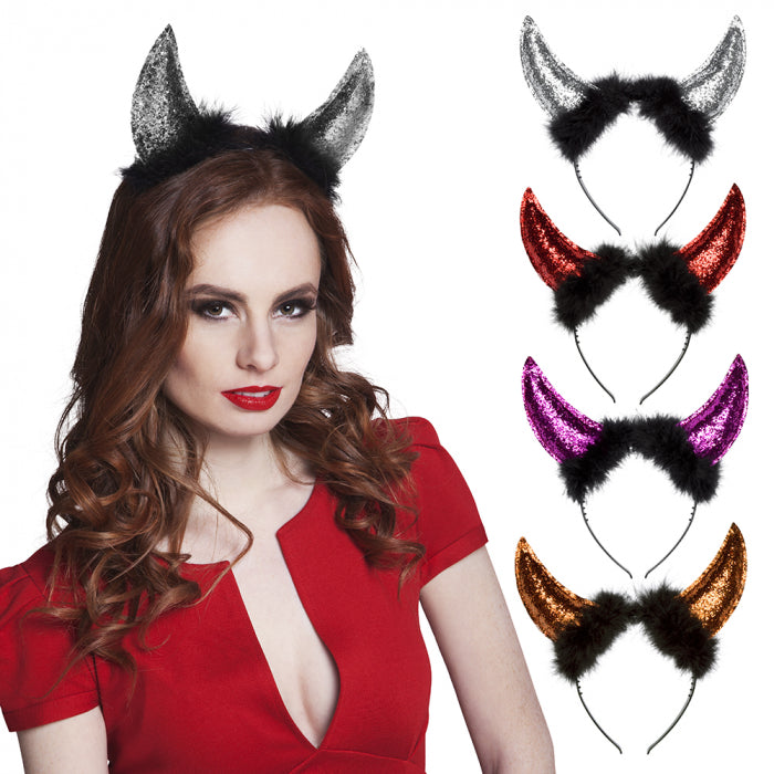Crown "devil's horns" glitter 4 colors