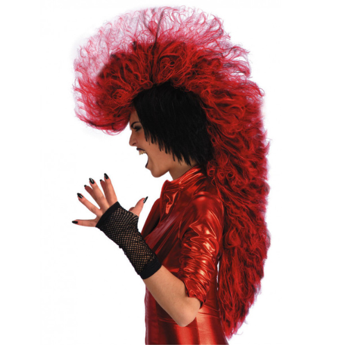 Punk devil wig in red and black color