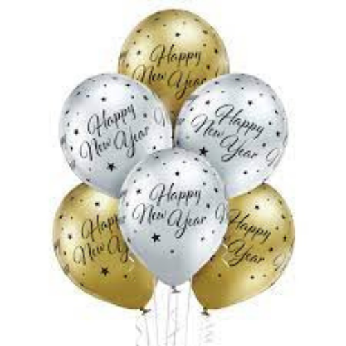 A bouquet of chrome balloons Happy New Year