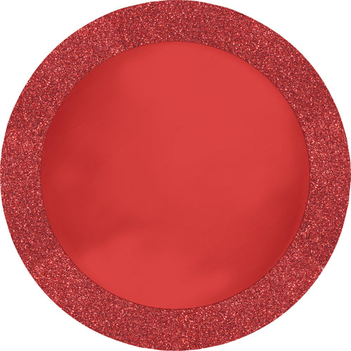 Plate mats with red glitter 8 pcs 35.5 cm
