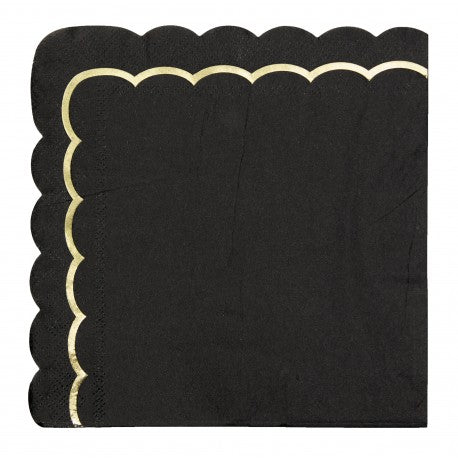 Party napkins 33X33CM black and gold 16 pcs