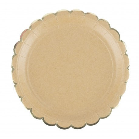 Paper plate with golden border 23 cm 8 pcs