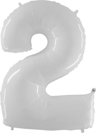 White foil balloon numbers 102 cm