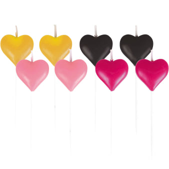 Candle colored hearts 8 pcs