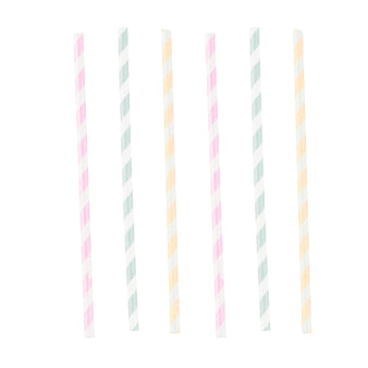 Straw in pastel colors 12 pcs