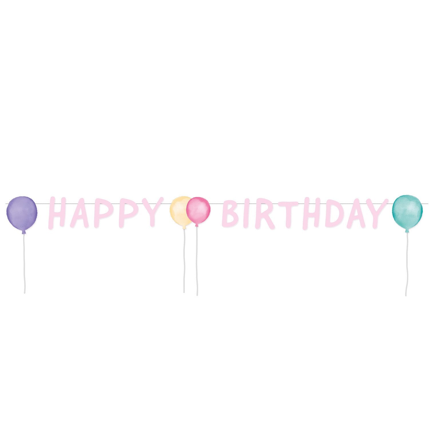 Birthday banner with pastel balloons 1.5m