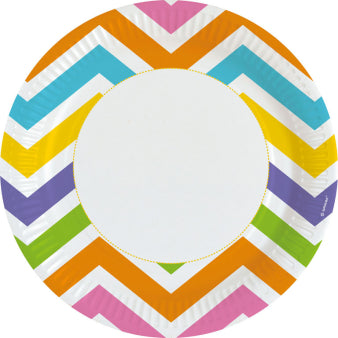 Paper plate Rainbow Chevron 22.8 cm