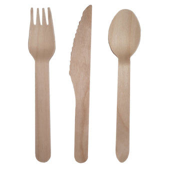 24 pieces of wooden cutlery