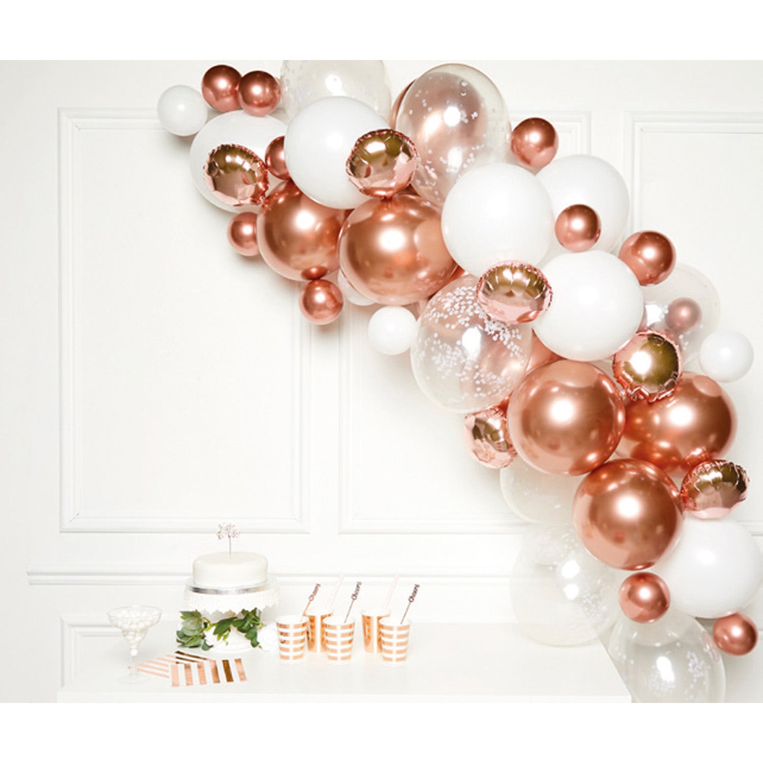 Garland set with 66 balloons in copper color