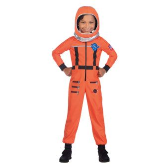 Orange children's astronaut costume for different ages