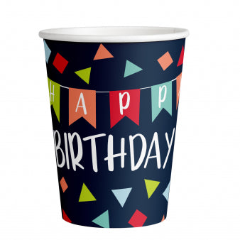 Paper cup with 8 colorful geomet figures, 250 ml