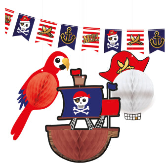 Pirate decoration set (1 flag-banner 3 decorations)