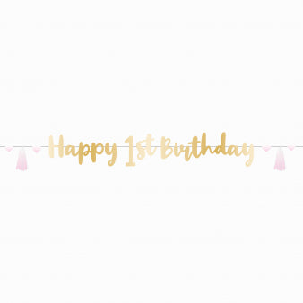 Birthday banner 1 year pink ombre 180 cm