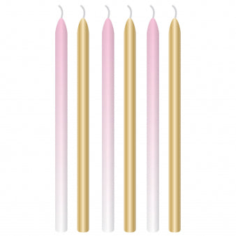 Birthday candle 6 pcs pink ombre 12 cm