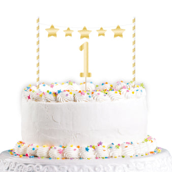 Cake decoration 1st Birthday golden 19 cm