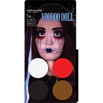 Halloween makeup voodoo doll (4 x face paint 3.5 g / 1 brush)