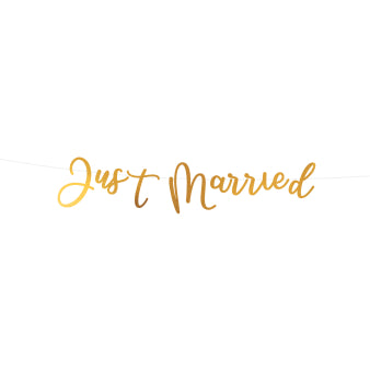Paper banner golden color "Just Married" 91.5 cm