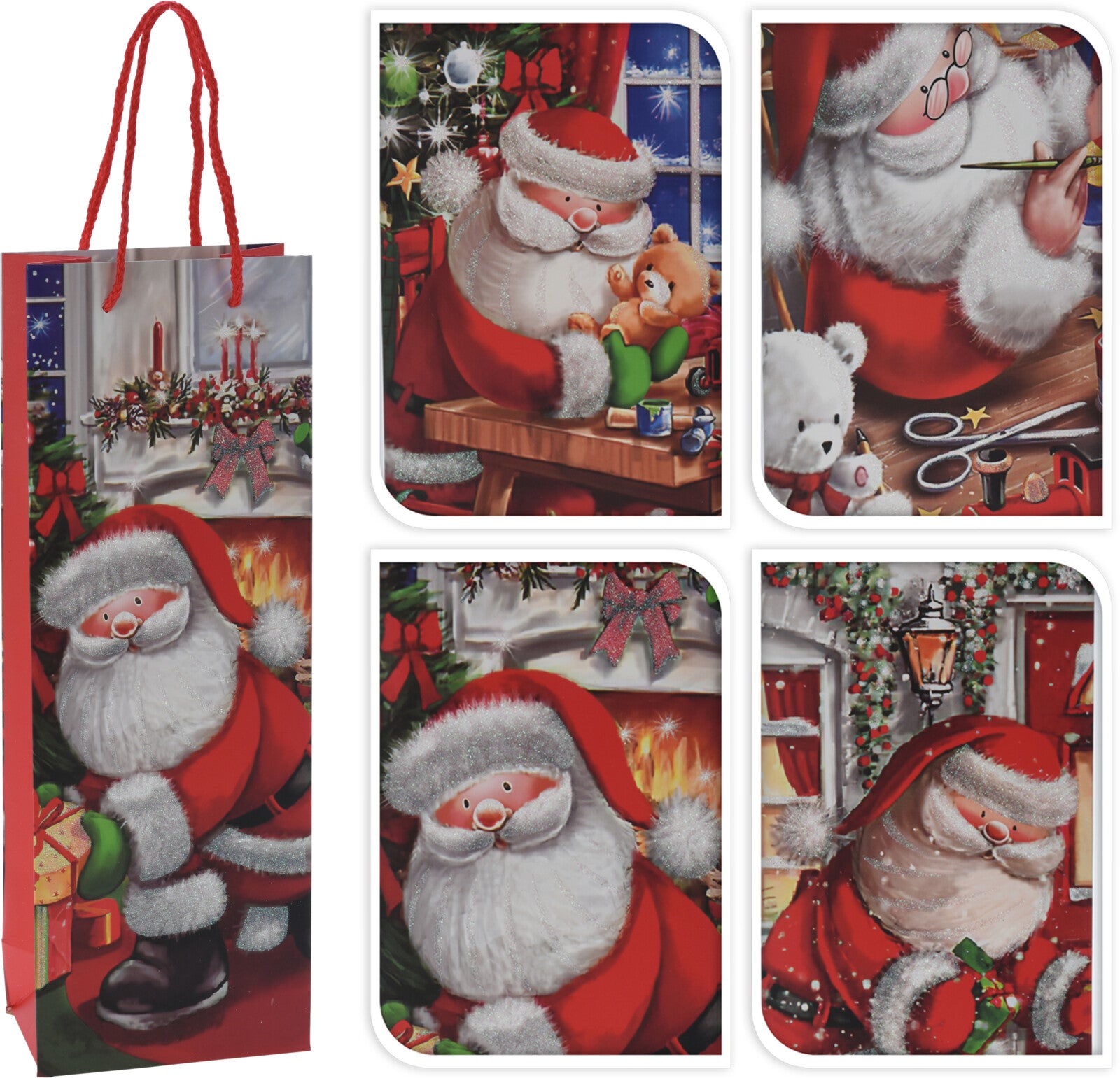 Gift bag with image of wine Santa Claus