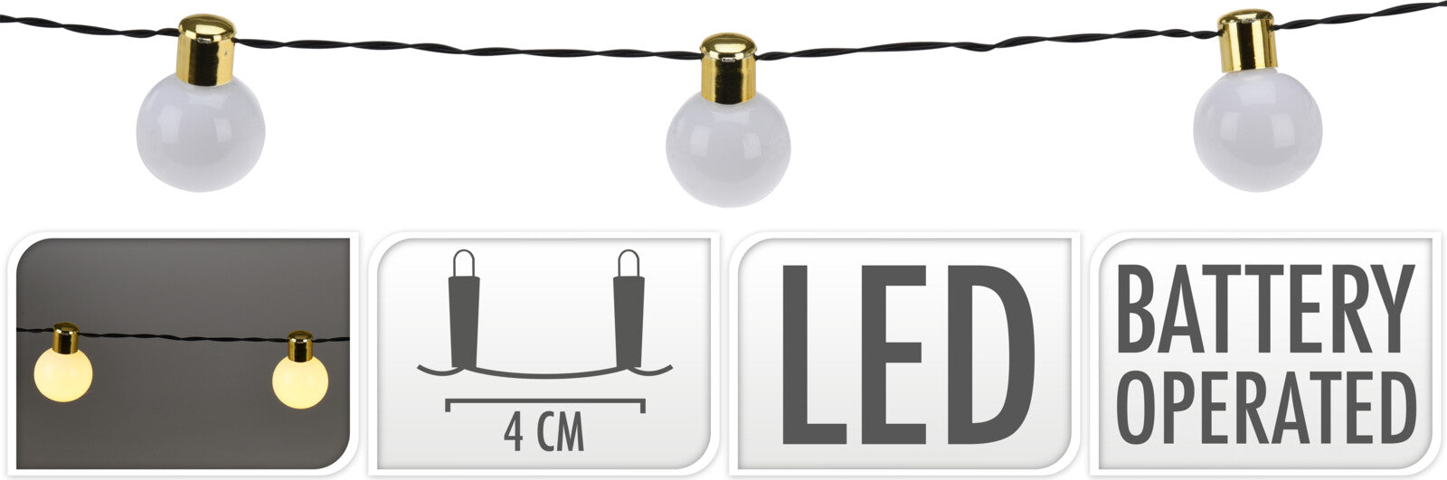 LED lighting 4 cm with 10 golden-white lamps