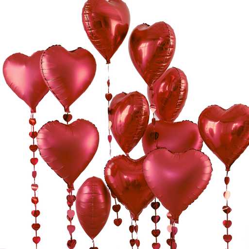 Foil red heart balloon bouquet 12 pcs