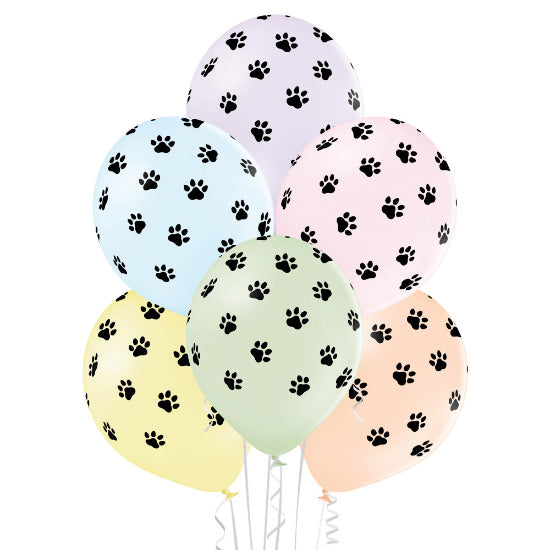 Latex balloons with paws 6 pcs