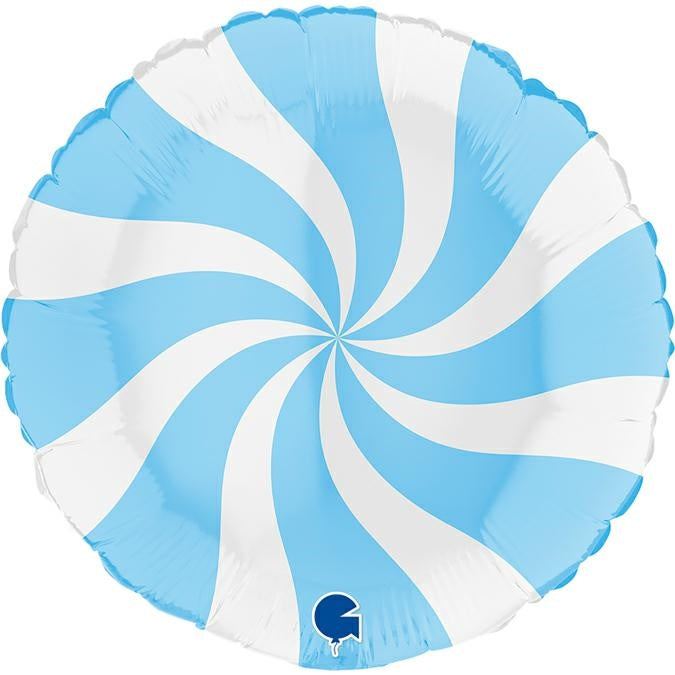 Foil balloon striped candy 53cm blue/white