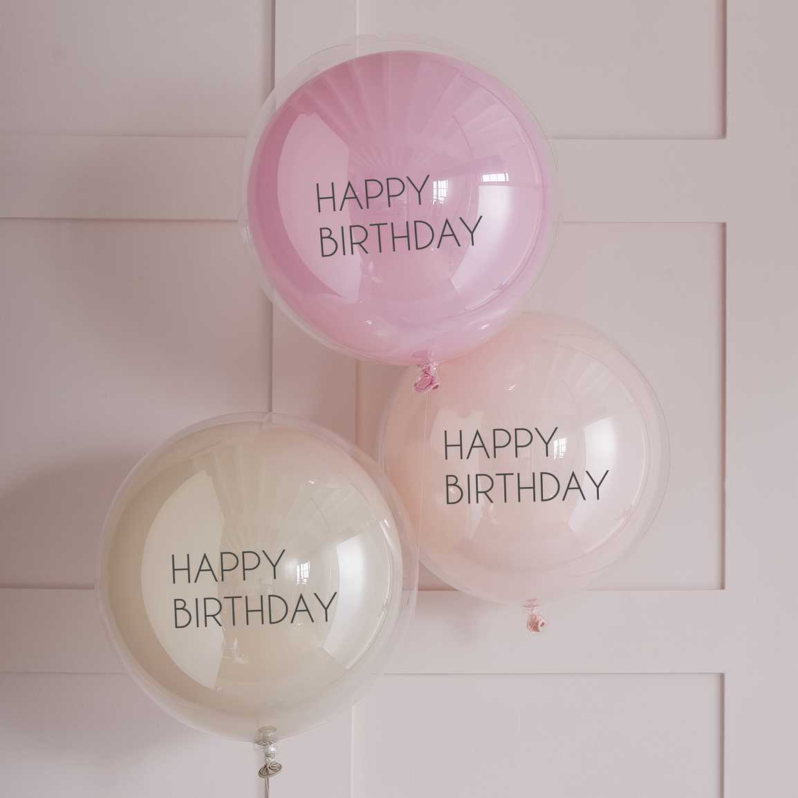 Spherical birthday balloons set pink 3 pcs