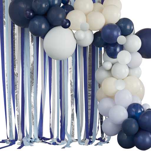 Balloon garland decoration blue/cream with 70 balloons