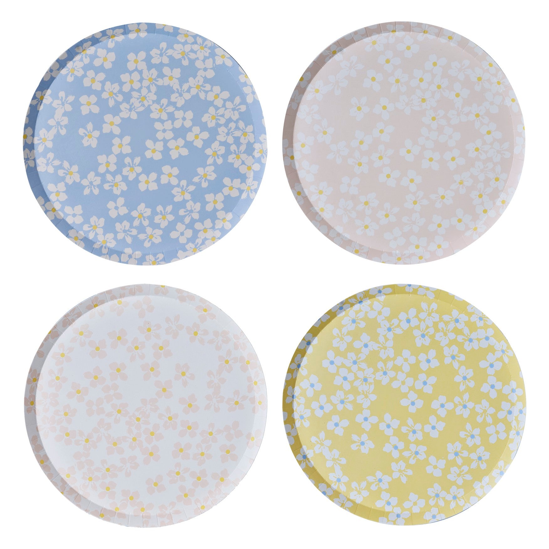 Paper plate with flowers in pastel colors 8 pcs 25 cm