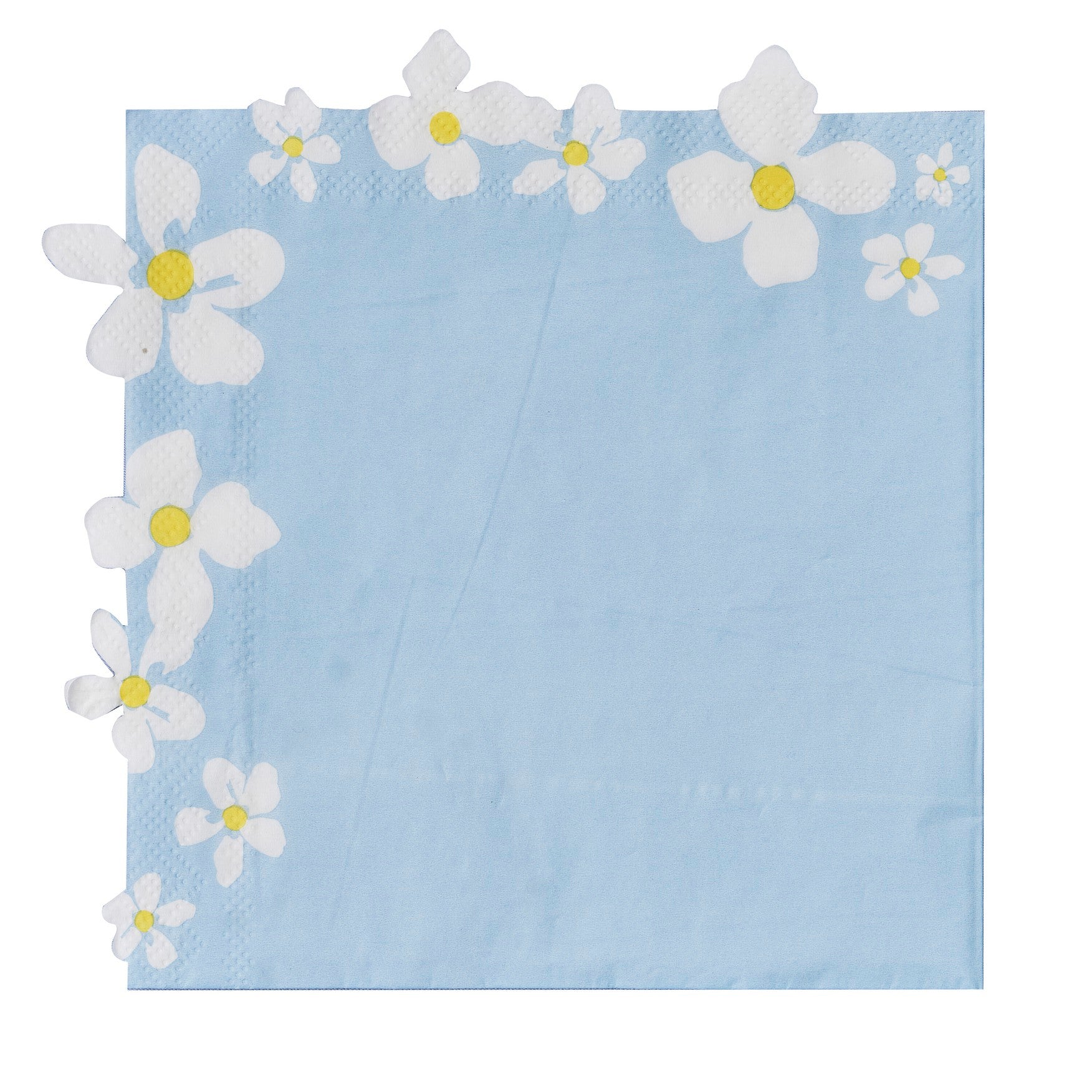 Blue paper napkin with floral ends 32x32 16 pcs