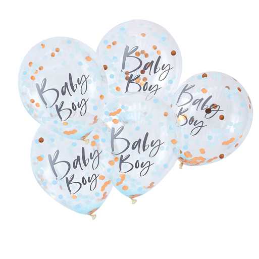 Latex confetti balloon Baby Boy 5 pcs