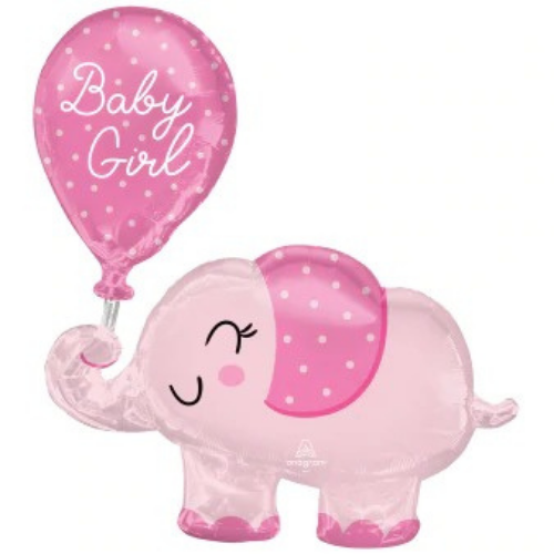 Giant Balloon Pink Elephant Baby Girl 73 x 78 cm