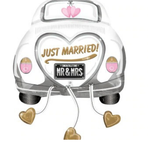 გიგანტური ბუშტი Just Married Wedding Car 58 cm x 79 cm
