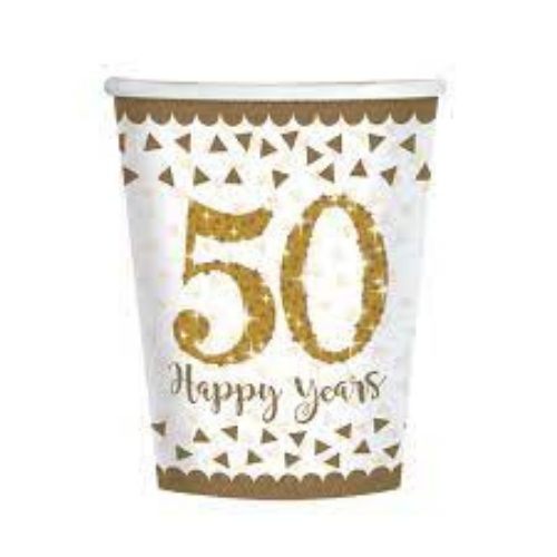 Paper cup 50th anniversary of marriage 266 ml 8 pcs
