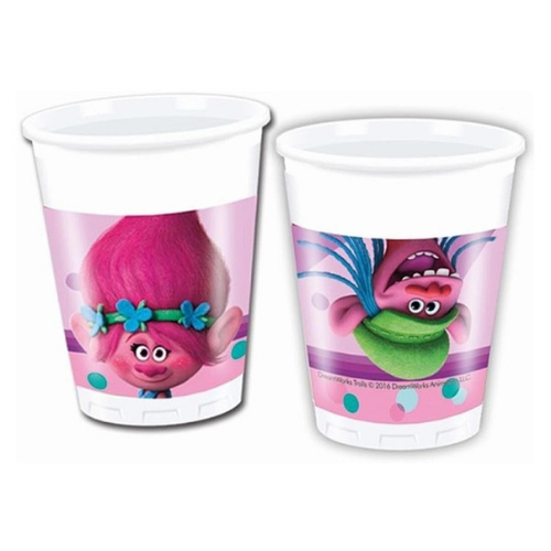 Plastic cup trolls 8 pcs 200 ml
