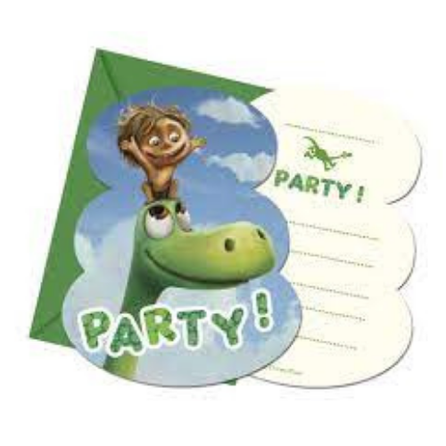 Invitation with envelope 6 pcs dinosaurs party