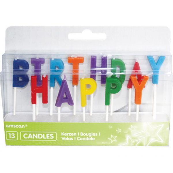 დაბადების დღის ფერადი სანთლები ჩხირებზე Happy Birthday