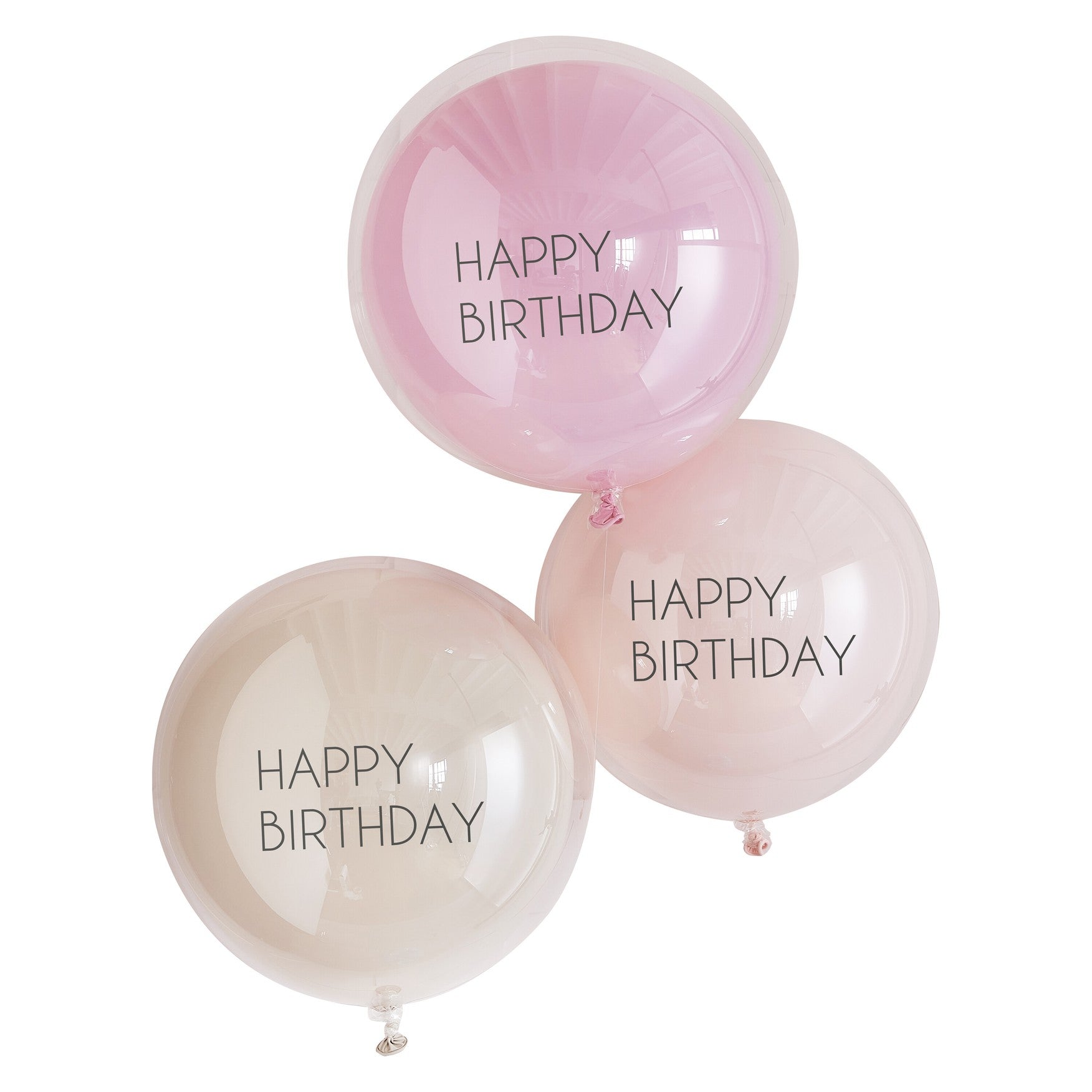 Spherical birthday balloons set pink 3 pcs